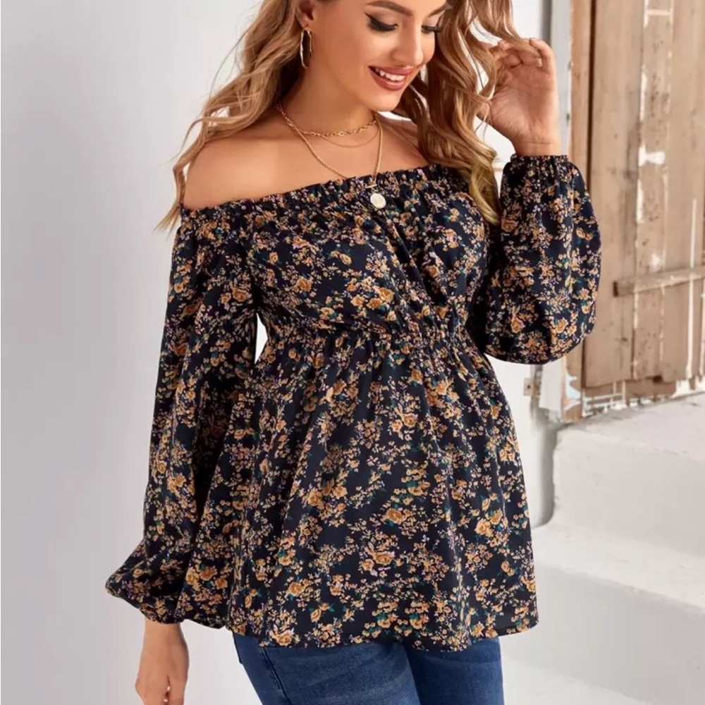 SHEIN Maternity Floral Off Shoulder Top